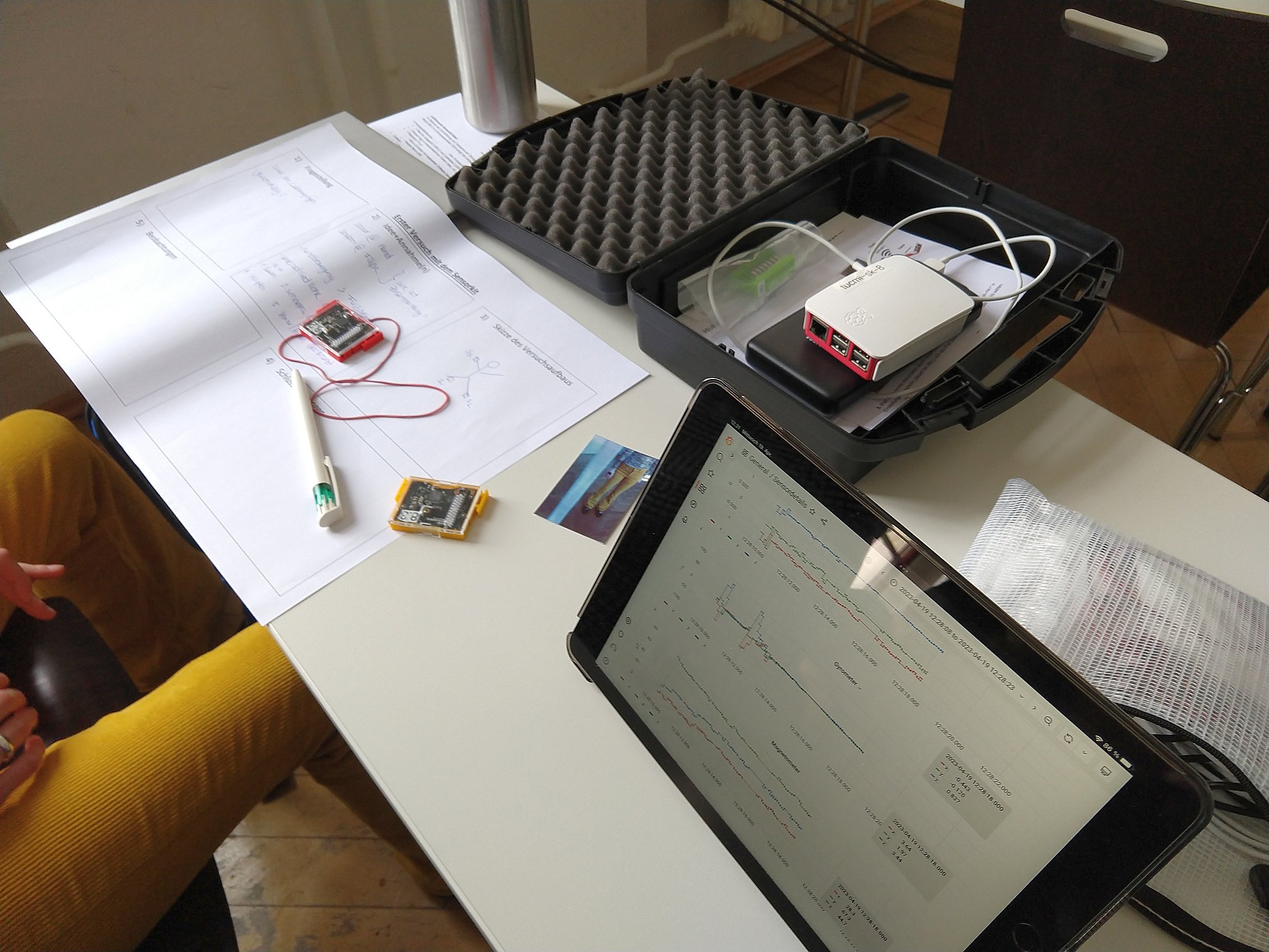 Das Sensorkit im Hands-on-Einsatz in der Übung.