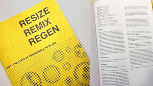 links: das Cover des RIOT 2026 mit dem Titel "Resize Remix Regen"; rechts: erste Seite des Beitrags mit dem Titel  "Resize, Remix, Regen: Frankensteining IoT Design Methods"