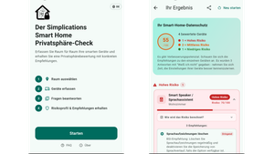 Startscreen und Ergebnisscreen der Simplications-App